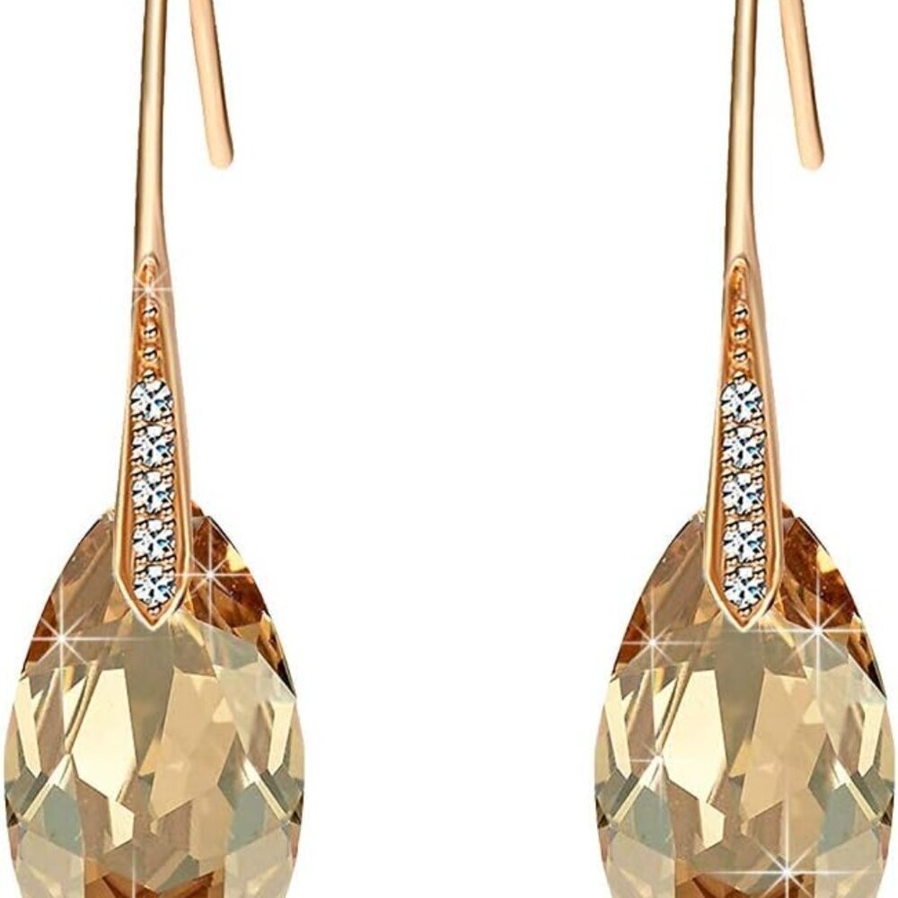 Austrian Crystal Dangle Earrings Hypoallergenic Hook Jewelry for Women